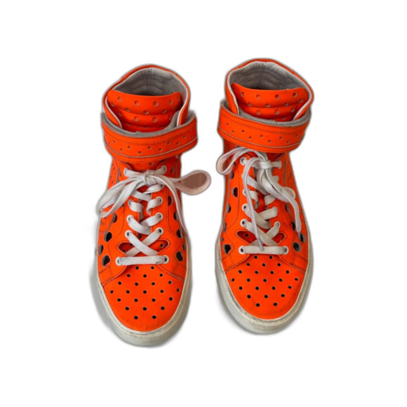 Pierre Hardy Punching Hi Top Sneakers Perforated Orange Size 40/US 9.5 Lace Up - Picture 3 of 9
